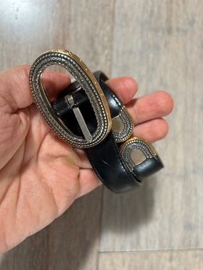 Brighton Elegant Black Belt with Silver Buckle size small